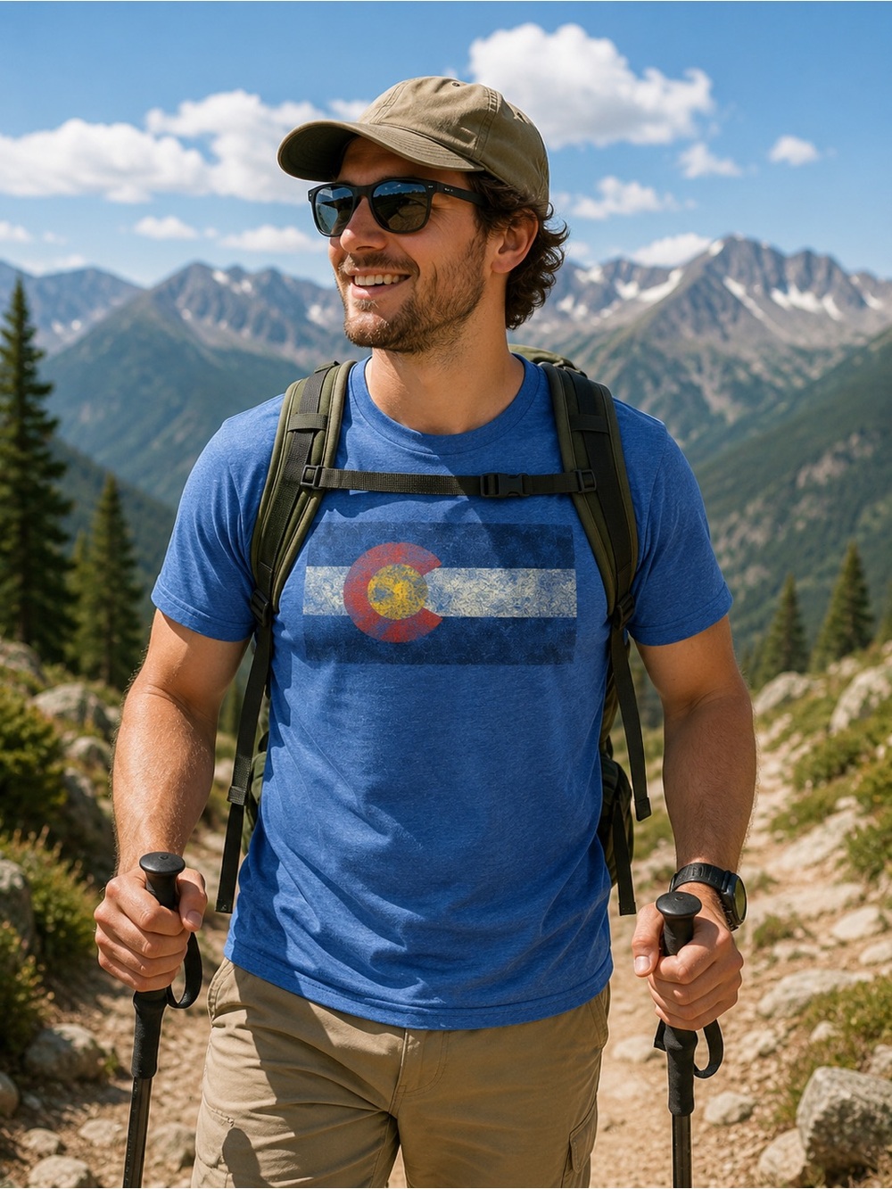 Delta Men's Royal Blue Colorado Flag Graphic Tee